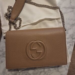 Gucci SoHo Tan Leather Wallet on Chain